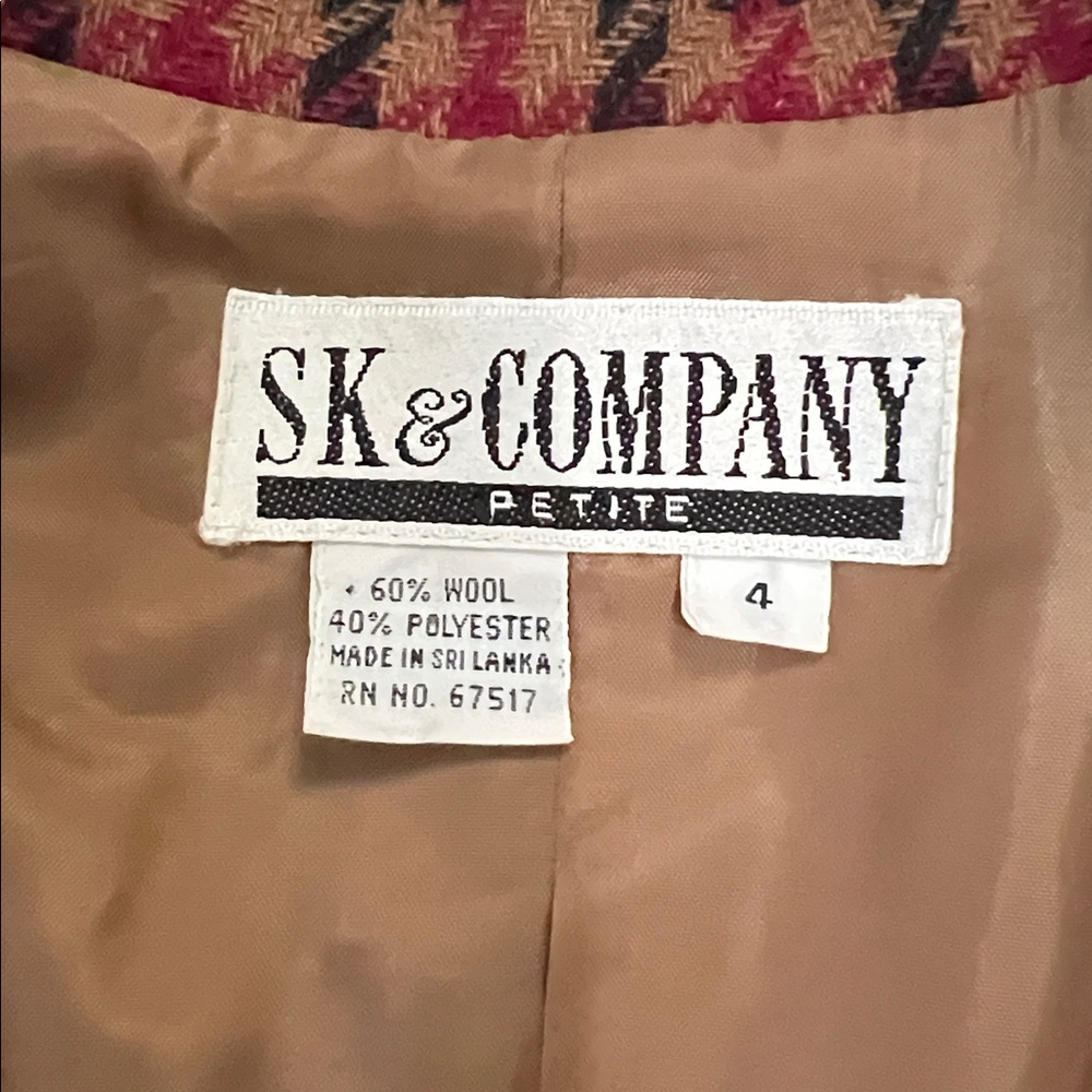 Vintage SK & Company Wool Houndstooth Blazer with Button Detail - Picture 5 of 5